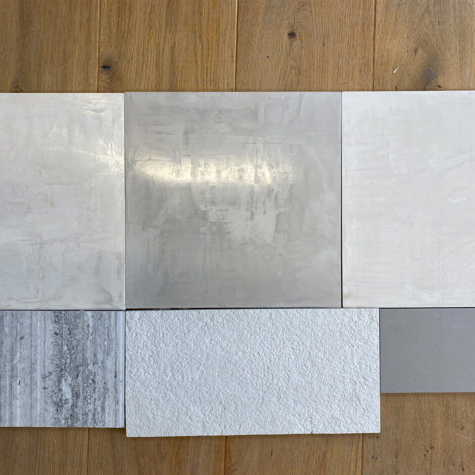 Polished plaster sample boards to go with fabric - Finish