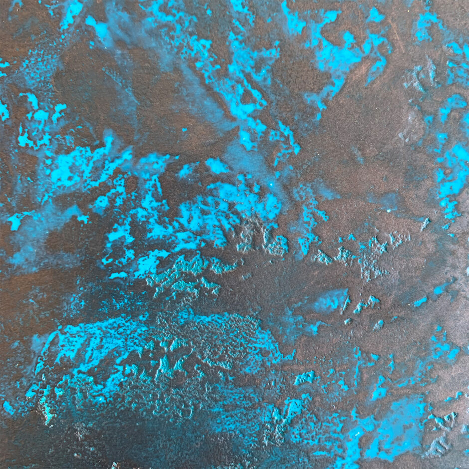 Turquoise and bronze textured Marmorino - Finish